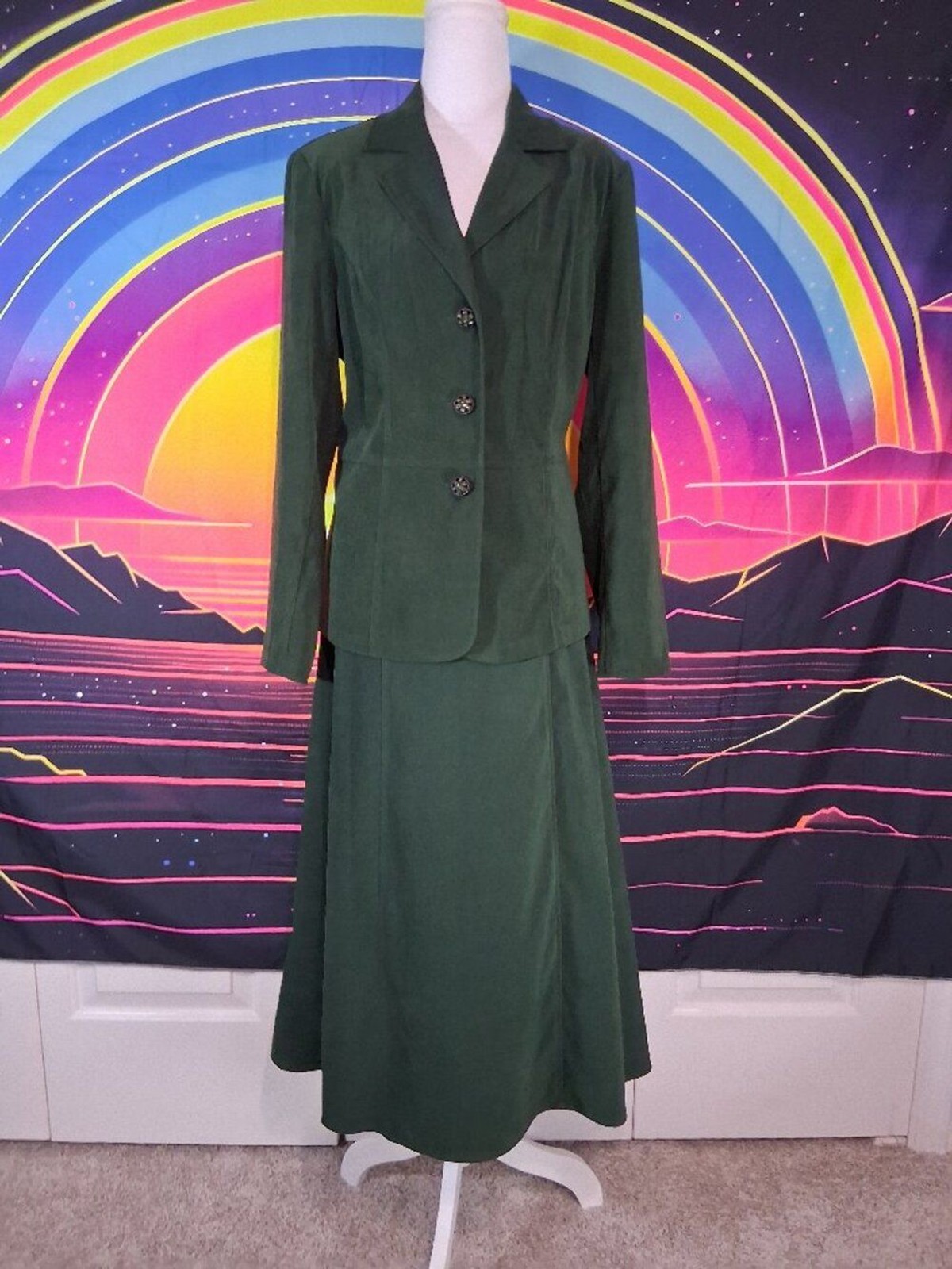 Vintage Y2K Notations 2-Piece Green Skirt Suit Set Style MM0J0033