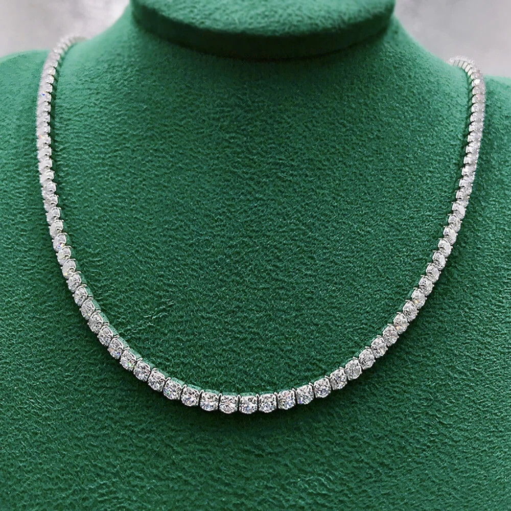 20CT Round Cut Lab Created Diamond Women\'s Tennis Necklace 14k White Gold Plated
