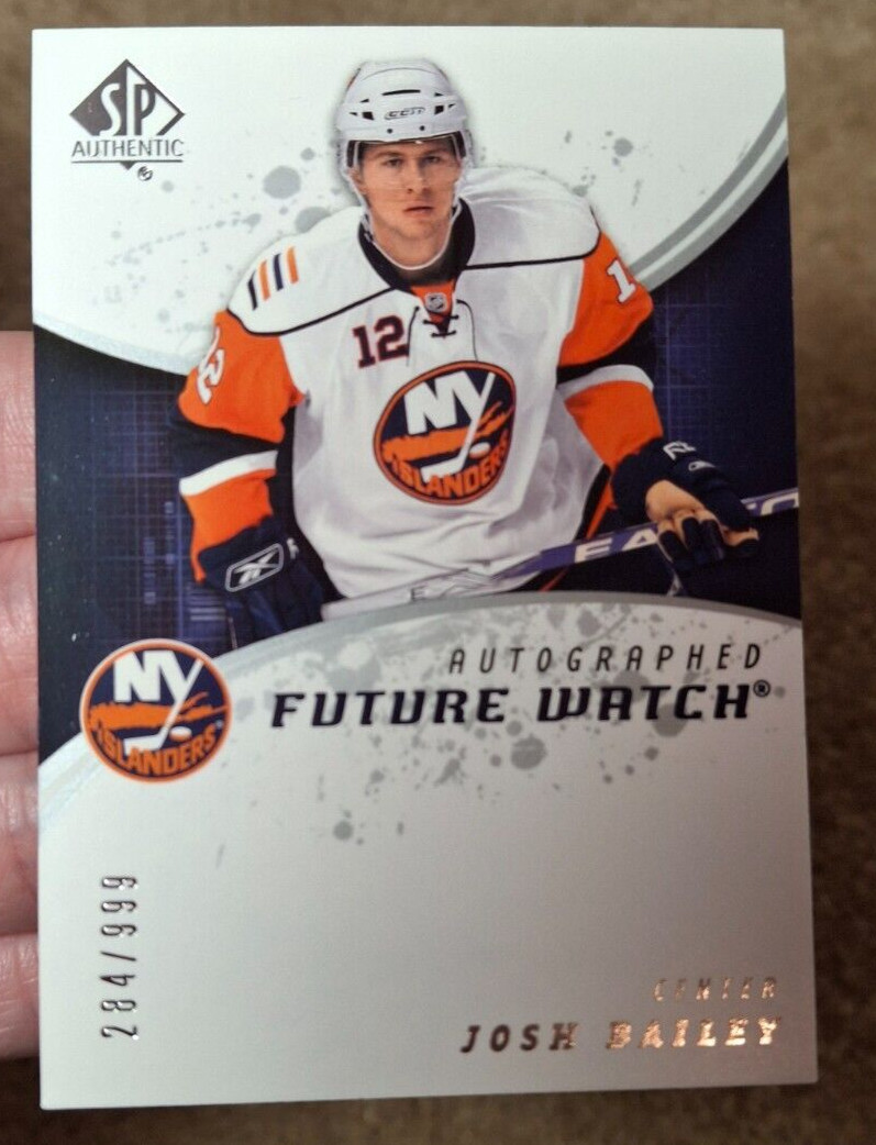 BLANK AUTO, 2008-09 SP AUTHENTIC HOCKEY FUTURE WATCH JOSH BAILEY CARD /999, #224