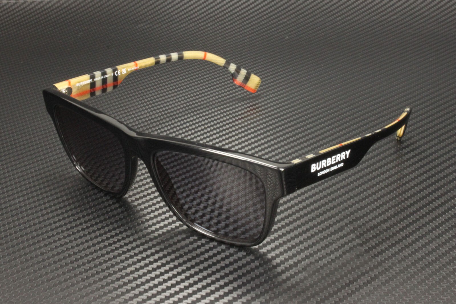 BURBERRY BE4293 377381 Black Grey Polarized Lens Unisex Sunglasses 56mm