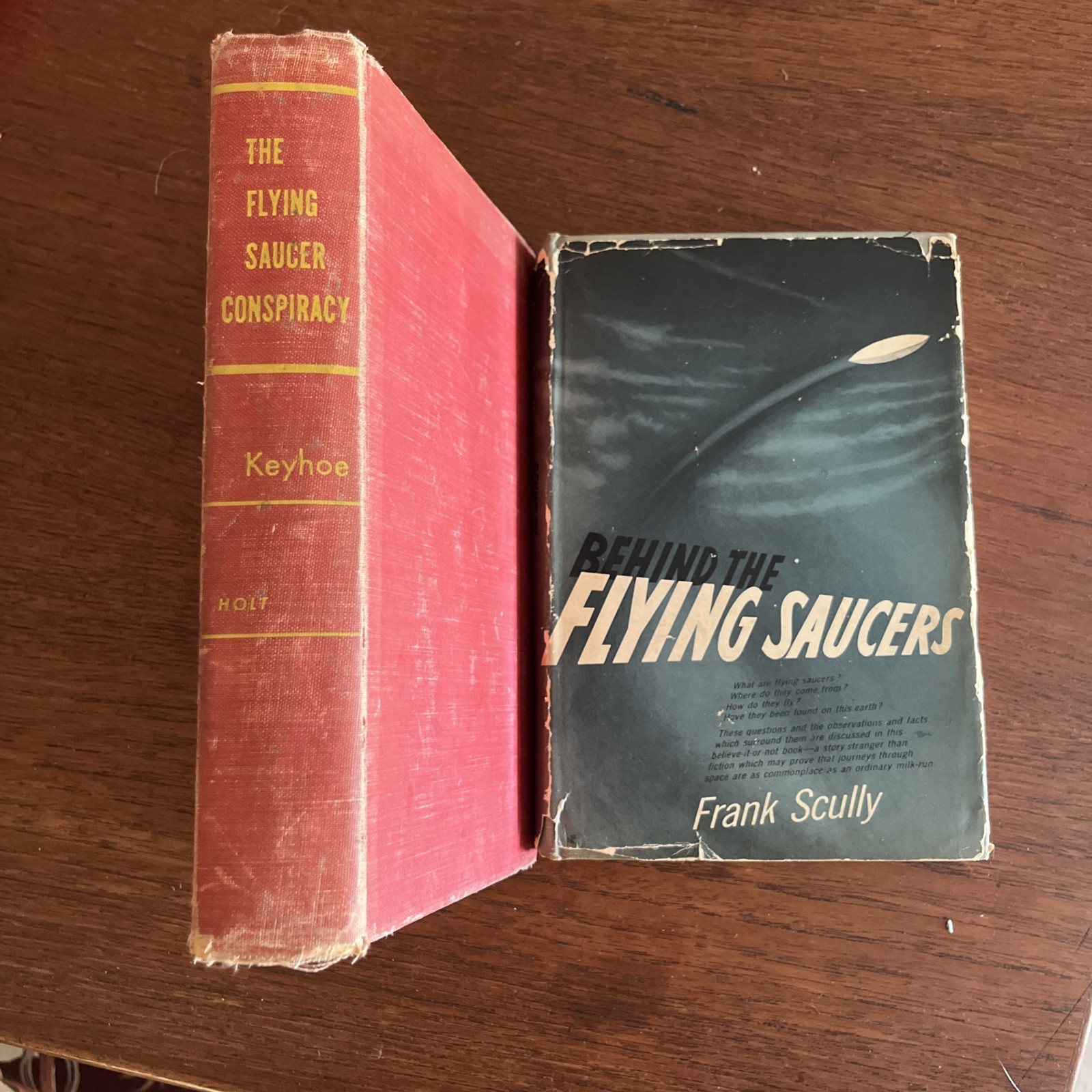 Frank Scully Behind The Flying Saucers Conspiracy Keyhoe Lot Of 2 Books