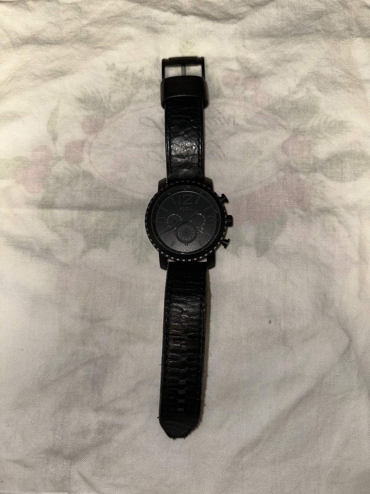 Fossil Nate Men\'s Chronograph Quartz 50mm Black Dial Leather Strap Watch
