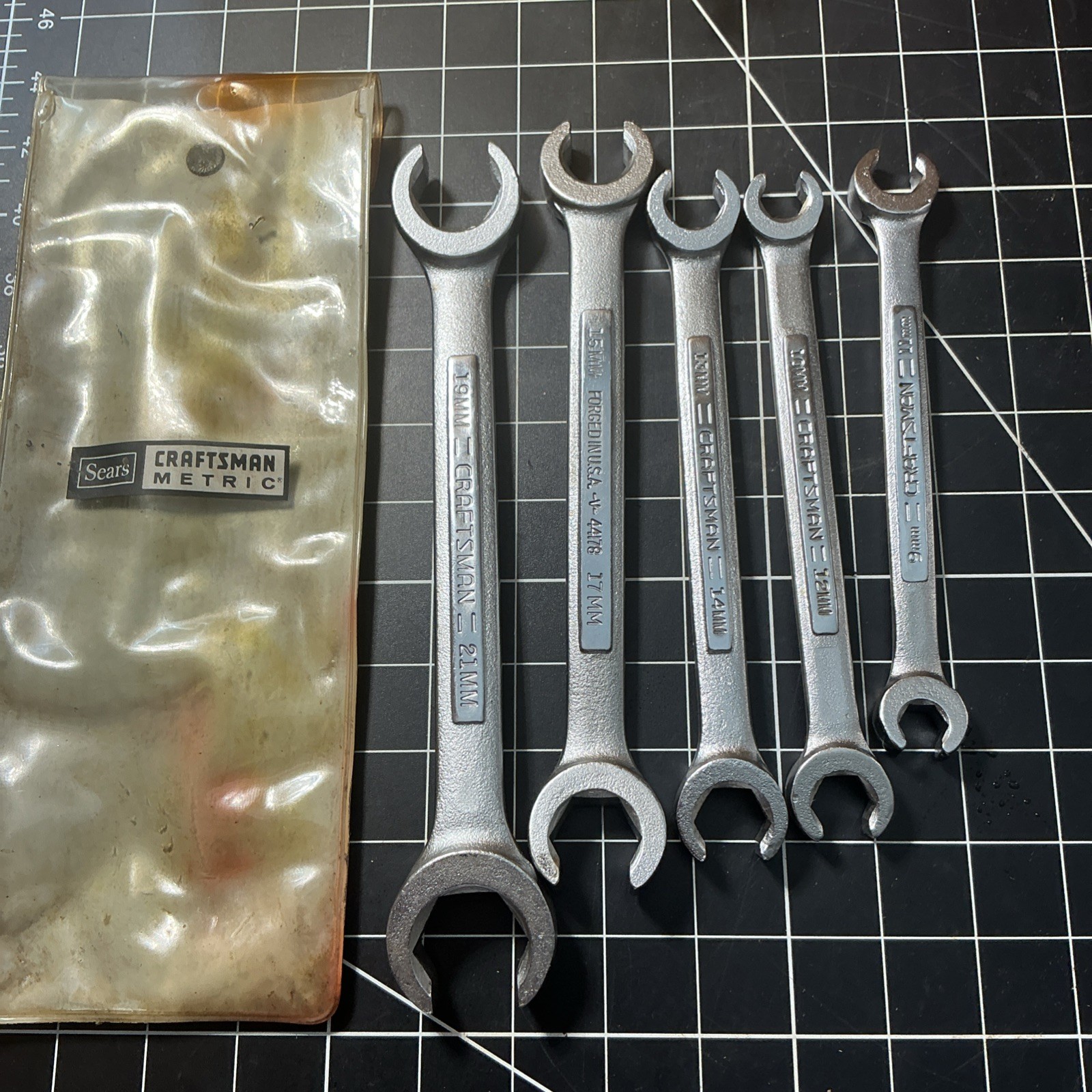 Vintage Craftsman 5pc METRIC Flare Nut Line Wrench Set-V- USA 9-21 MM 9-4434