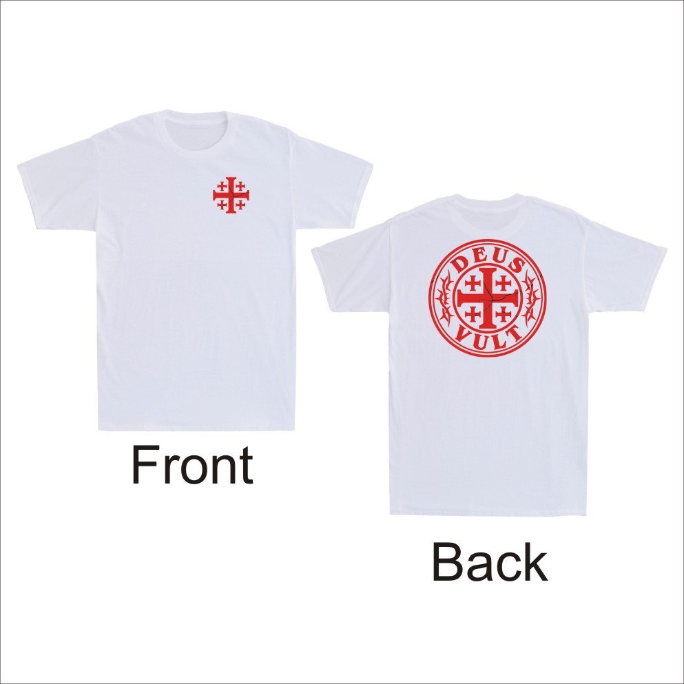 Deus Vult Crusader Knight Medieval History Jerusalem Front & Back Men\'s T-Shirt