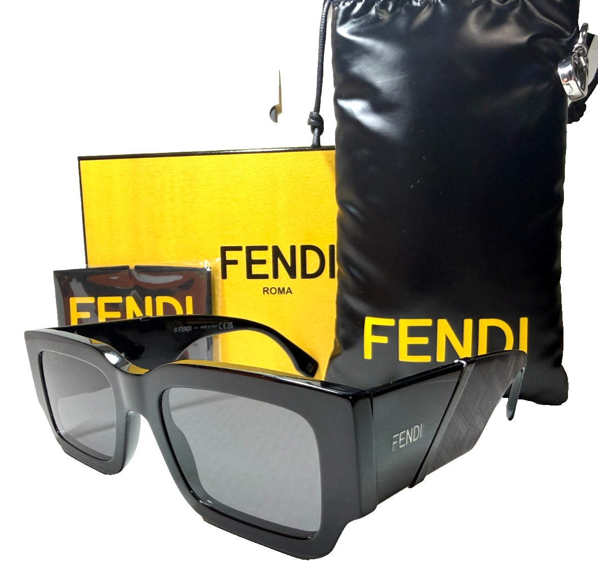 FENDI DIAGONAL FE40131I 01A SHINY BLACK W/SMOKE LENS AUTHENTIC SUNGLASSES 51-20