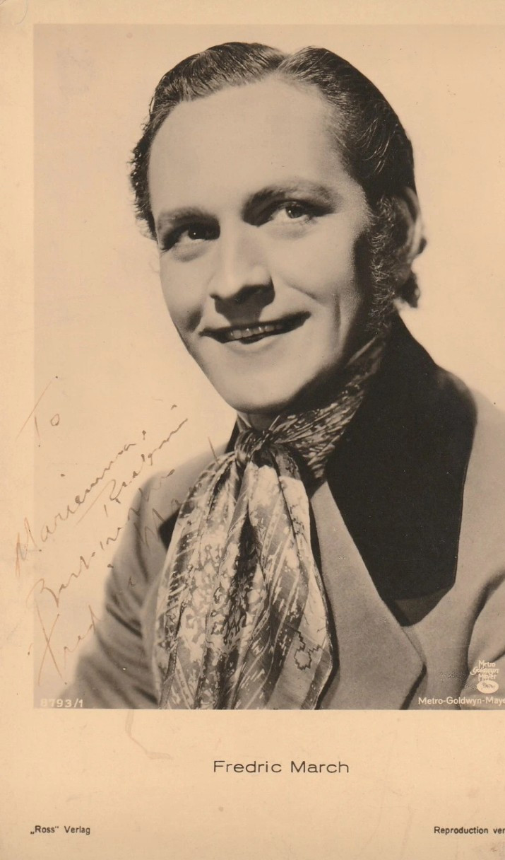 Fredric March autograph. Fredric March signed black and white vintage photo rare