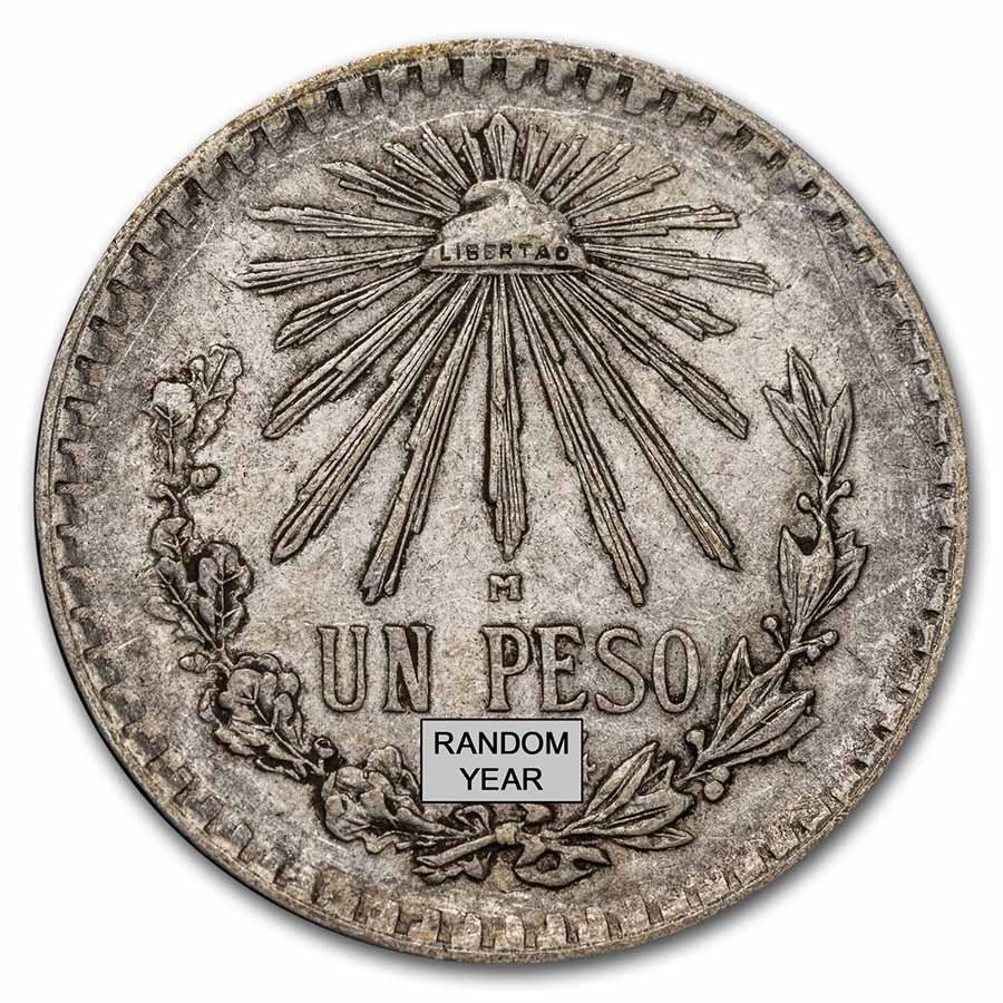 1920-1945 Silver Mexican 1 Peso Cap & Rays Avg Circ