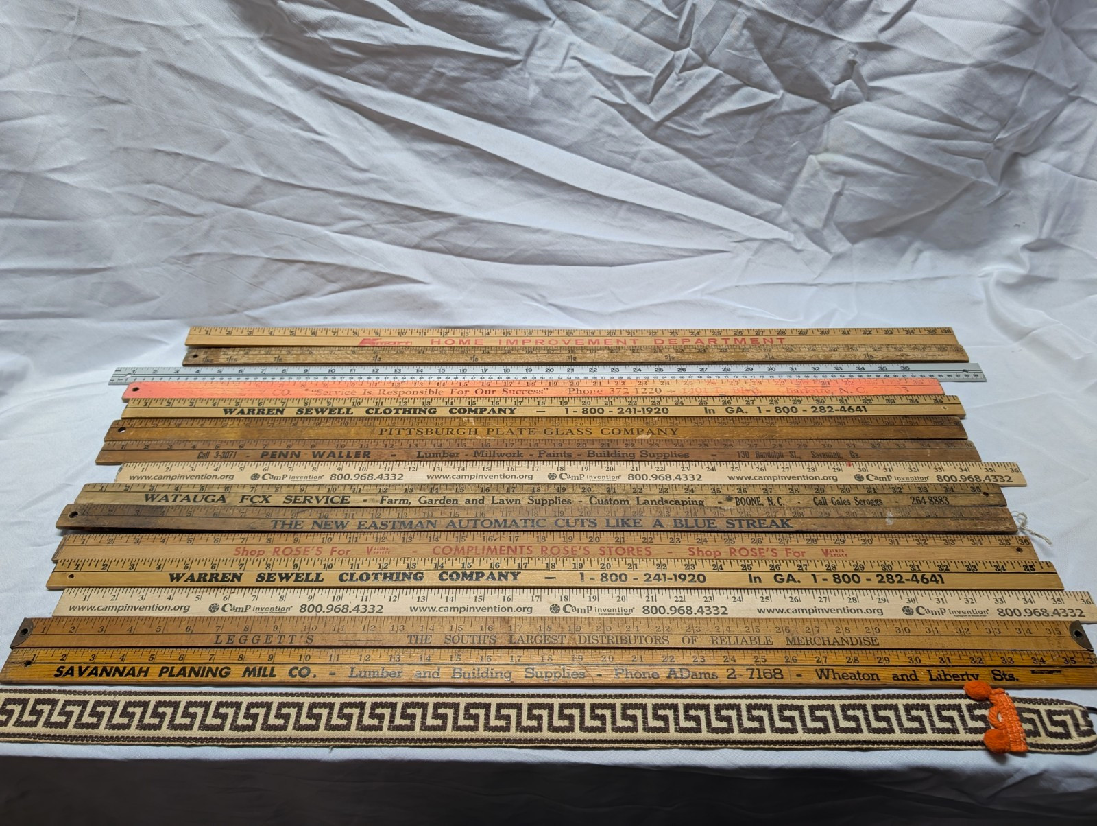 Vintage Original Advertising Wooden Yardsticks Lot w/ Metal Rules