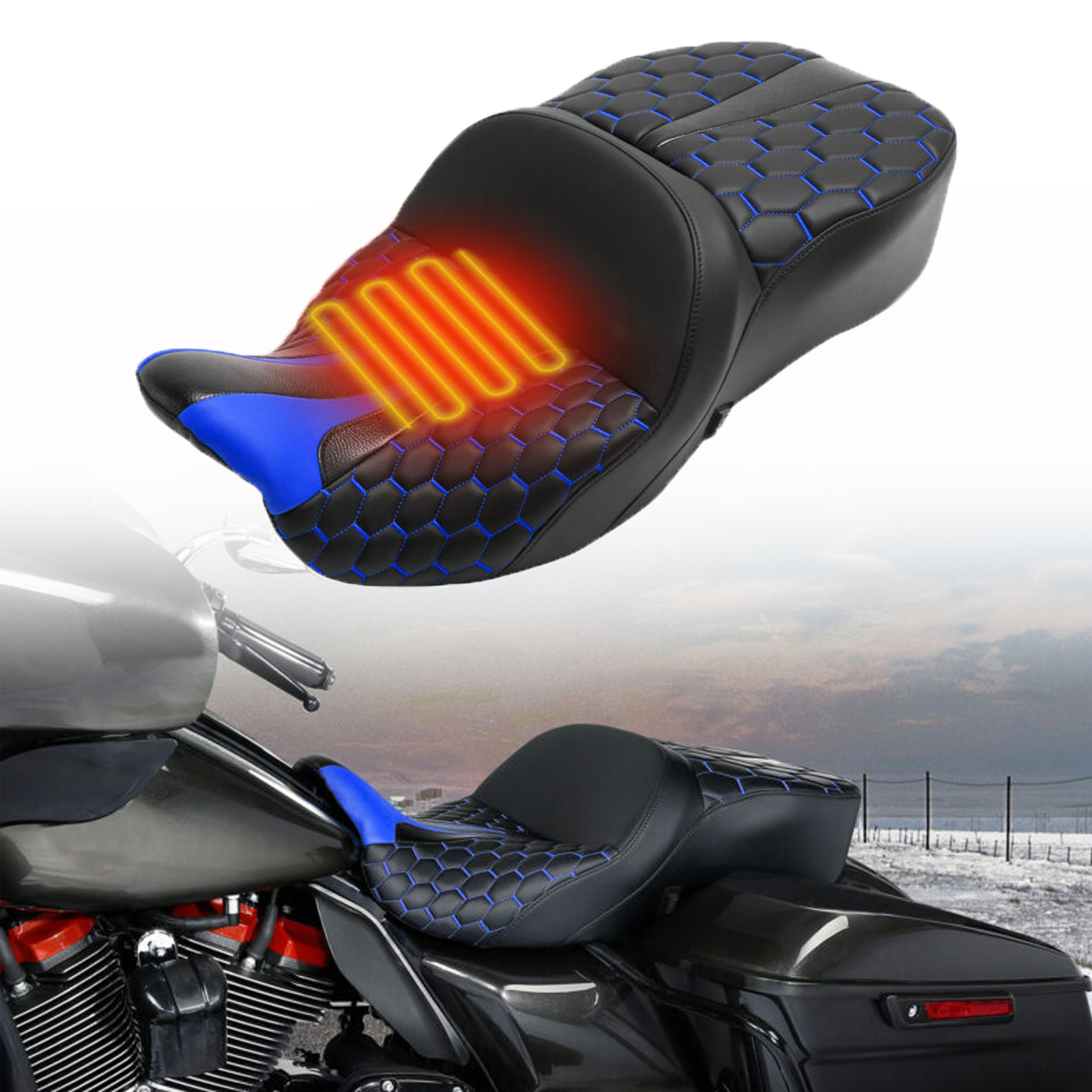 Driver Rider Passenger Heated Seat Fit For Harley Electra Glide Road King 09-23