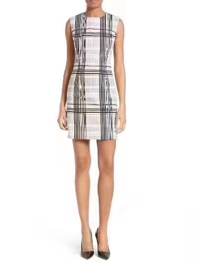 NWOT Diane von Furstenberg DVF Black/White Cotton Stretch Sheath Dress - Size 6