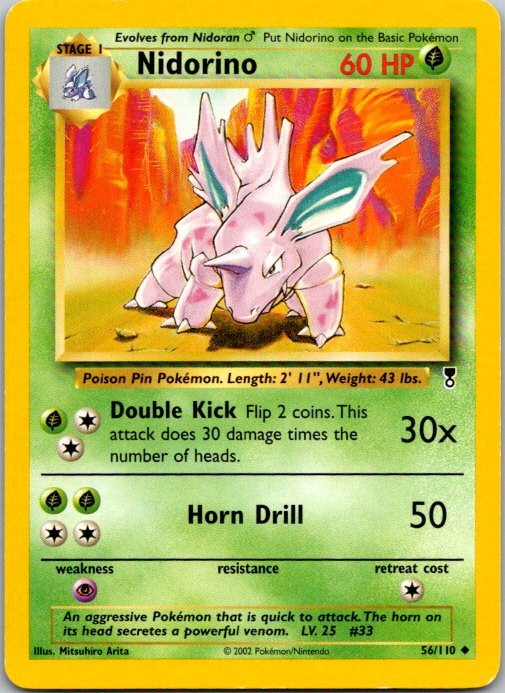 Nidorino 56/110 Uncommon Legendary Collection Pokemon Lightly Played Nidorino 56/110 Uncommon Legendary Collection Pokemon Lightly Played