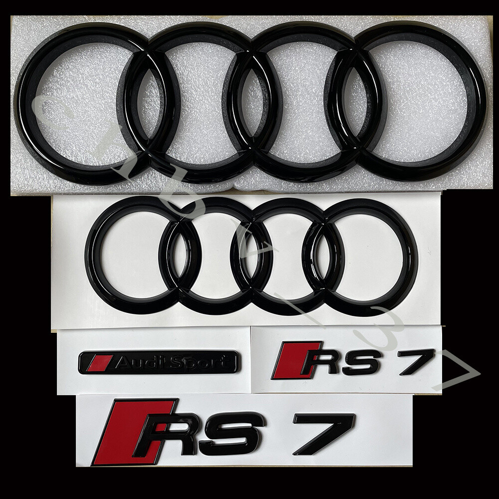 Audi RS7 Gloss Black Full Badges Package OEM Exclusive Pack For Audi RS7 S7 4K