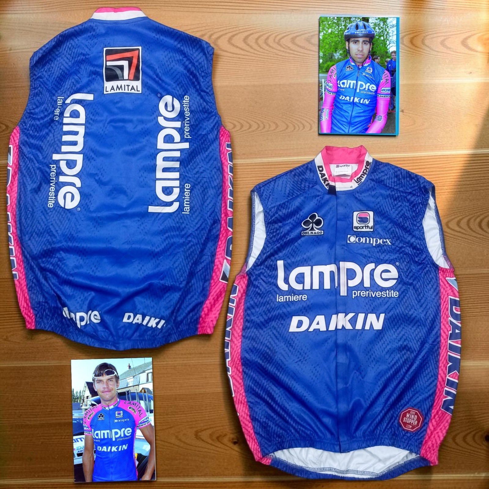 RARE VTG 1999 Sportful Lampre Daikin Colnago Cycling Wind Vest Hook and Loop L