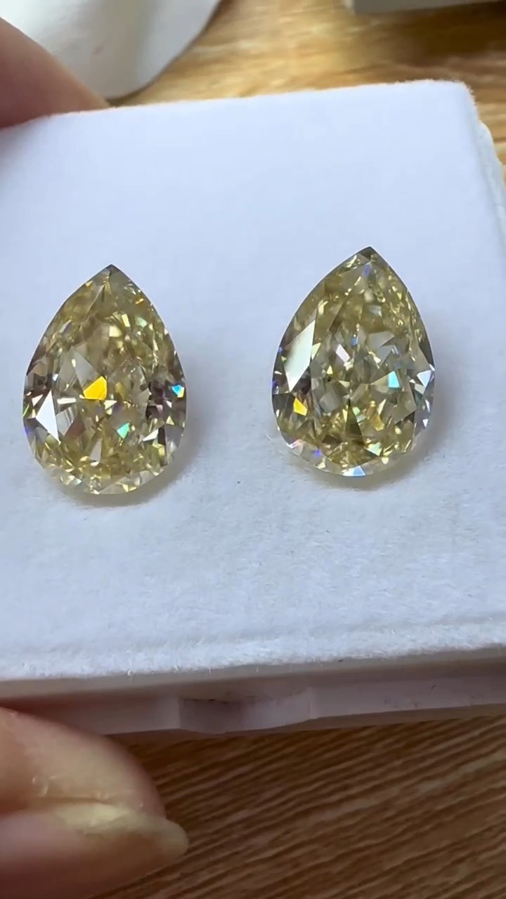 2PC 2.Ct Natural Yellow Color Diamond Pear Cut  VVS1 D Grade GDGL Certified