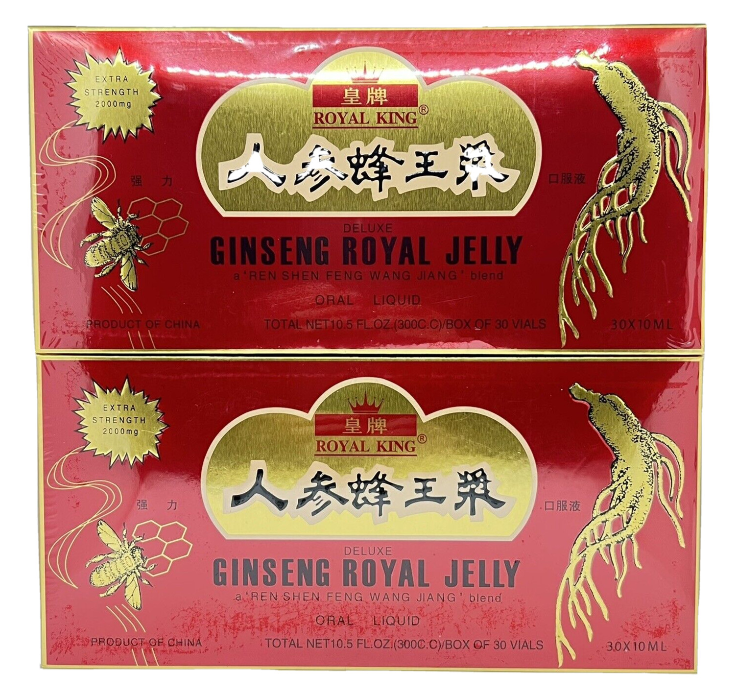 GINSENG ROYAL JELLY 30 Bottle of 10 ml Red Ginseng ROYAL KING Liquid 2Pk- 60Pcs