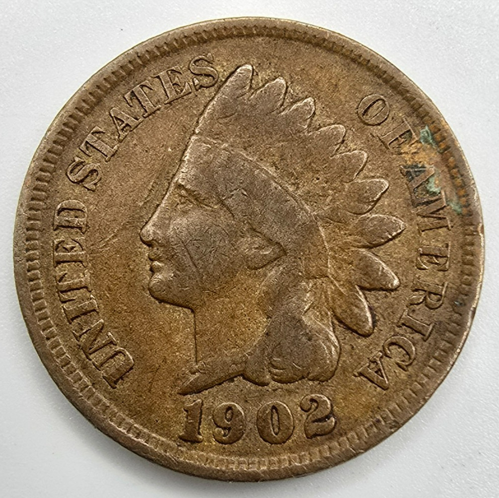 1902 Indian Cent Retained Cud REV F/VF You Grade it IHC Error Penny 