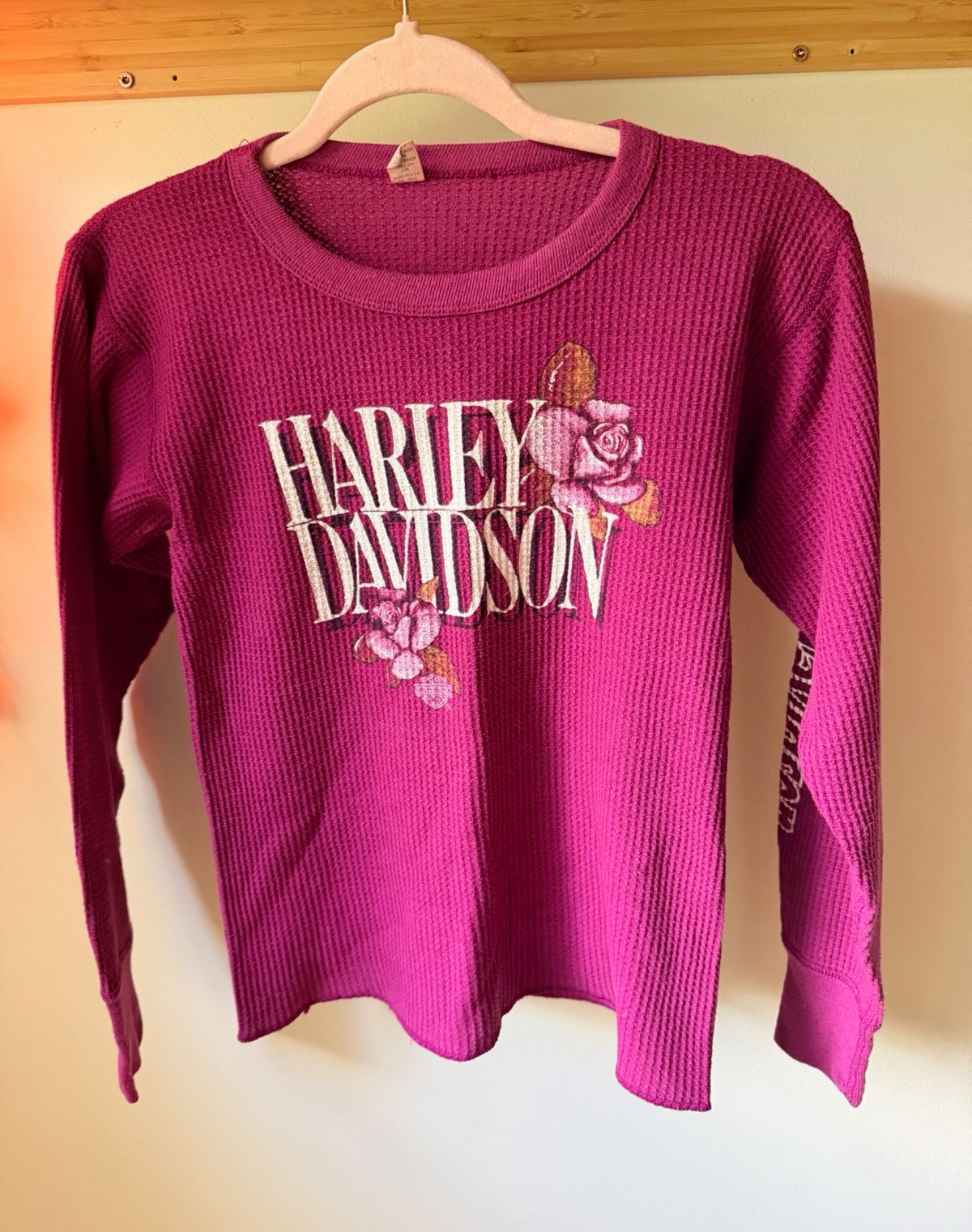 Rare vintage Harley-Davidson Purple Waffle Knit Thermal Long Sleeve Size S Rare vintage Harley-Davidson Purple Waffle Knit Thermal Long Sleeve Size S