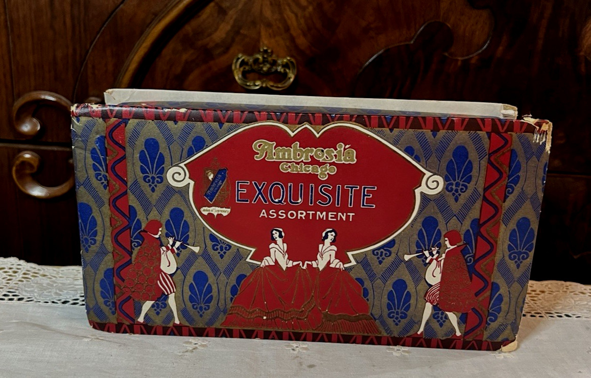 VTG 1930's Chocolate Box Exquisite Ambrosia Chicago Art Deco 9