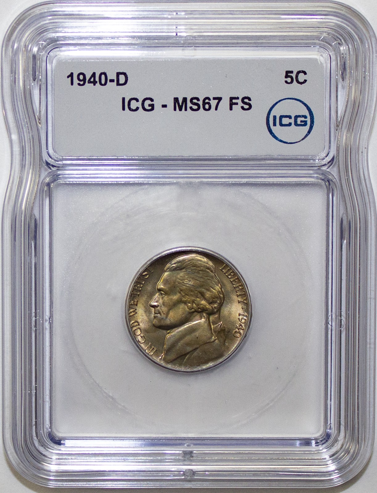 1940 -D Jefferson Gem BU Full step nickel 6FS ICG MS67 (AP-23049)