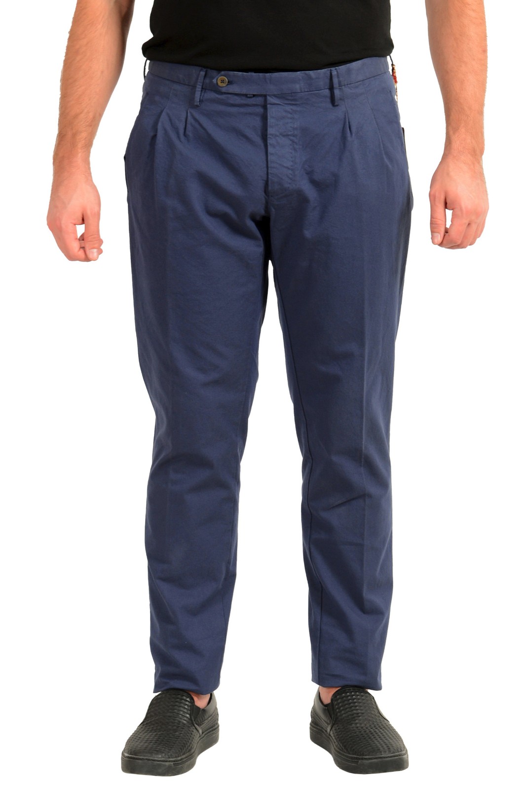 Incotex Slowear Men\'s Faded Blue Pleated Front Casual Pants