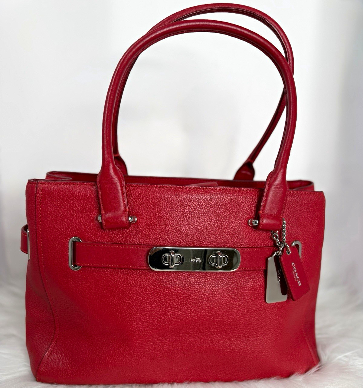 #102 Coach Swagger Red Satchel Top Handle 