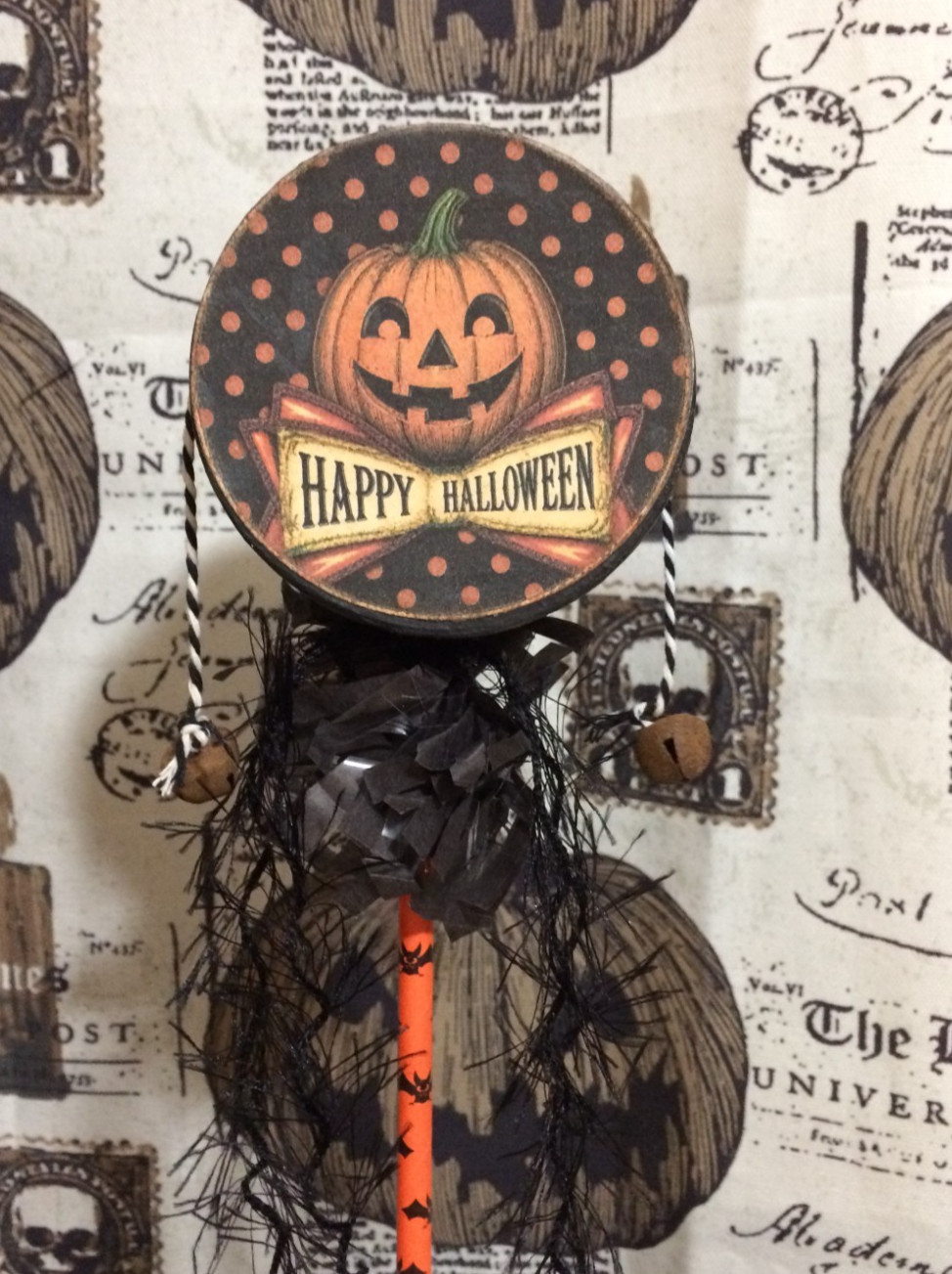 Vintage Style Halloween Retro NOISEMAKER RATTLE - Happy Halloween & Moondance