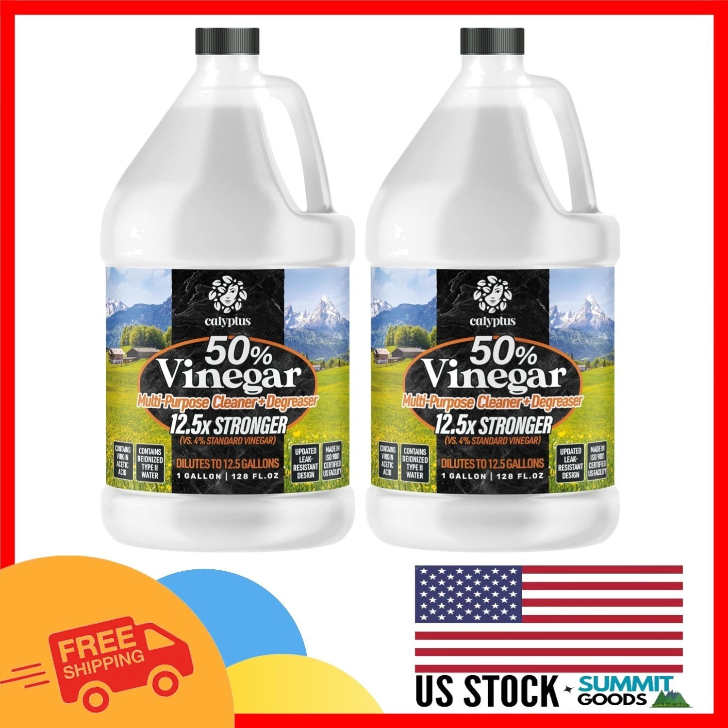 Ultra-Powerful 50% Vinegar Concentrate - Dilutes for Superior Cleaning, 2 Gallon