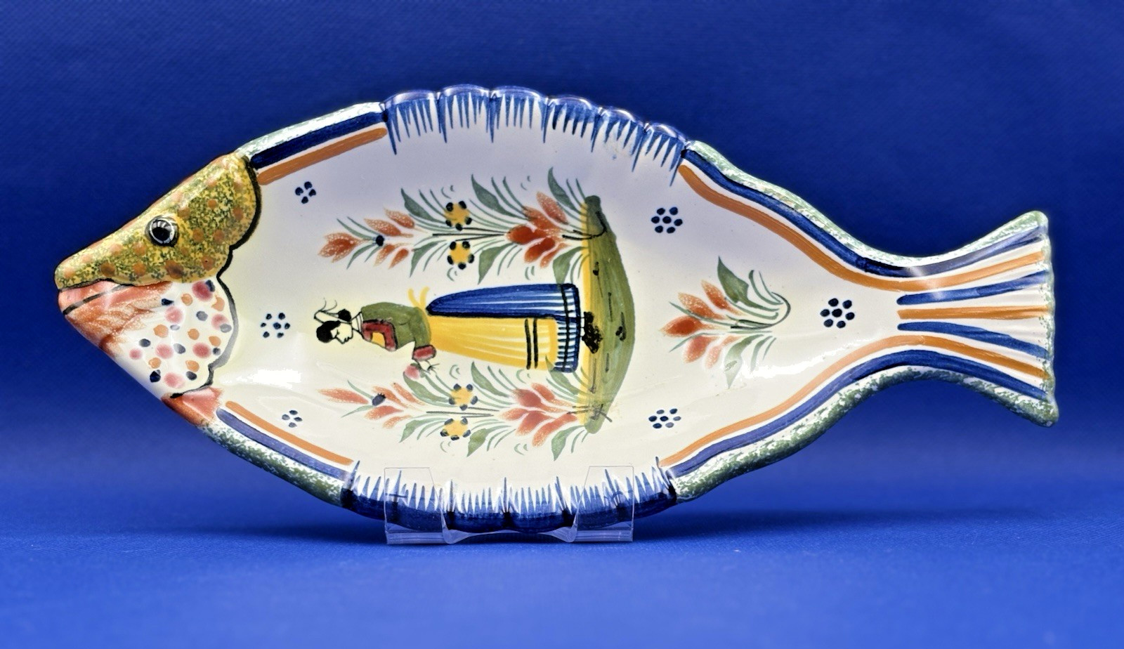 Rare Early Vintage French Henriot Quimper Hand-Painted 10.5\
