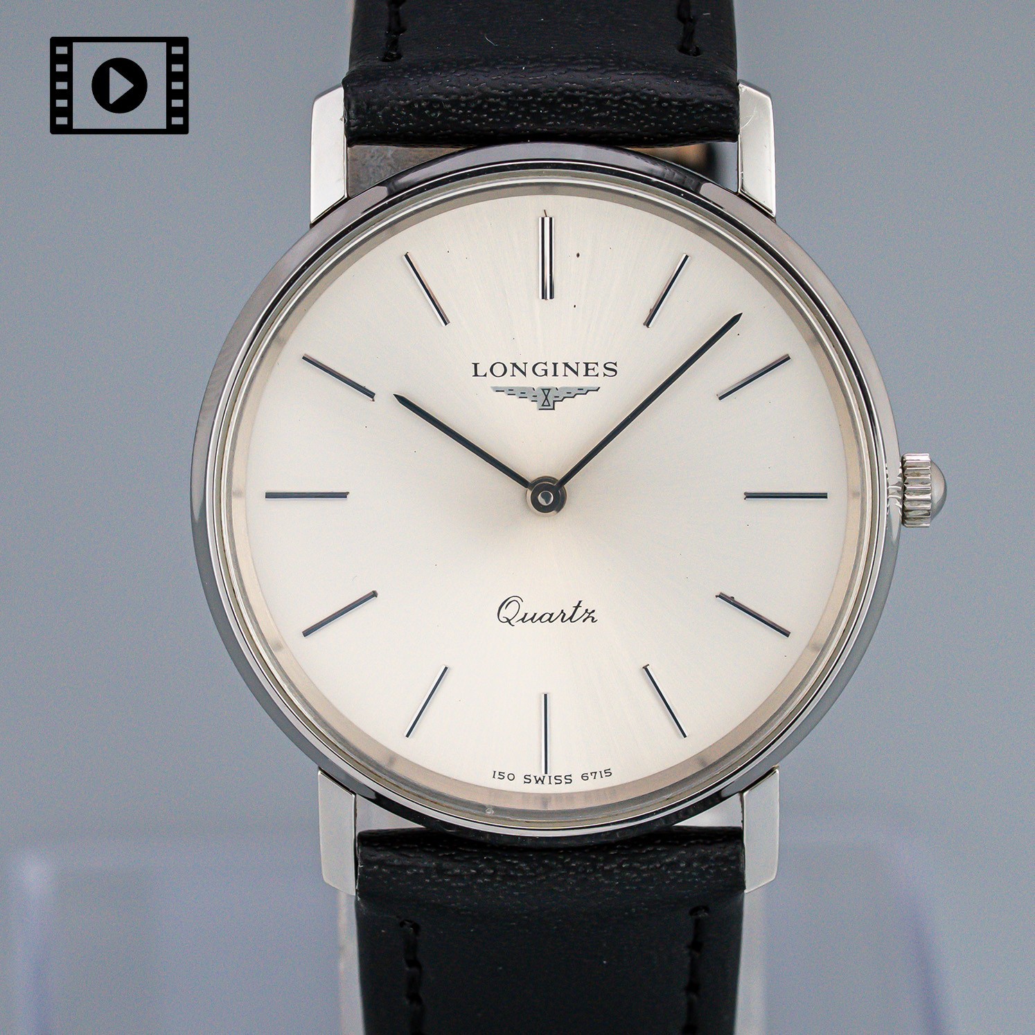 Longines 150 6715 [US Stock] Vintage Quartz 33mm Men\'s Watch Silver Swiss Exc+5