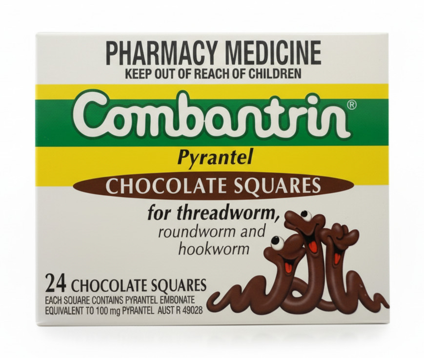 Combantrin Chocolate Squares - 24 Pack - Made in Australia - EXP: 11/2028