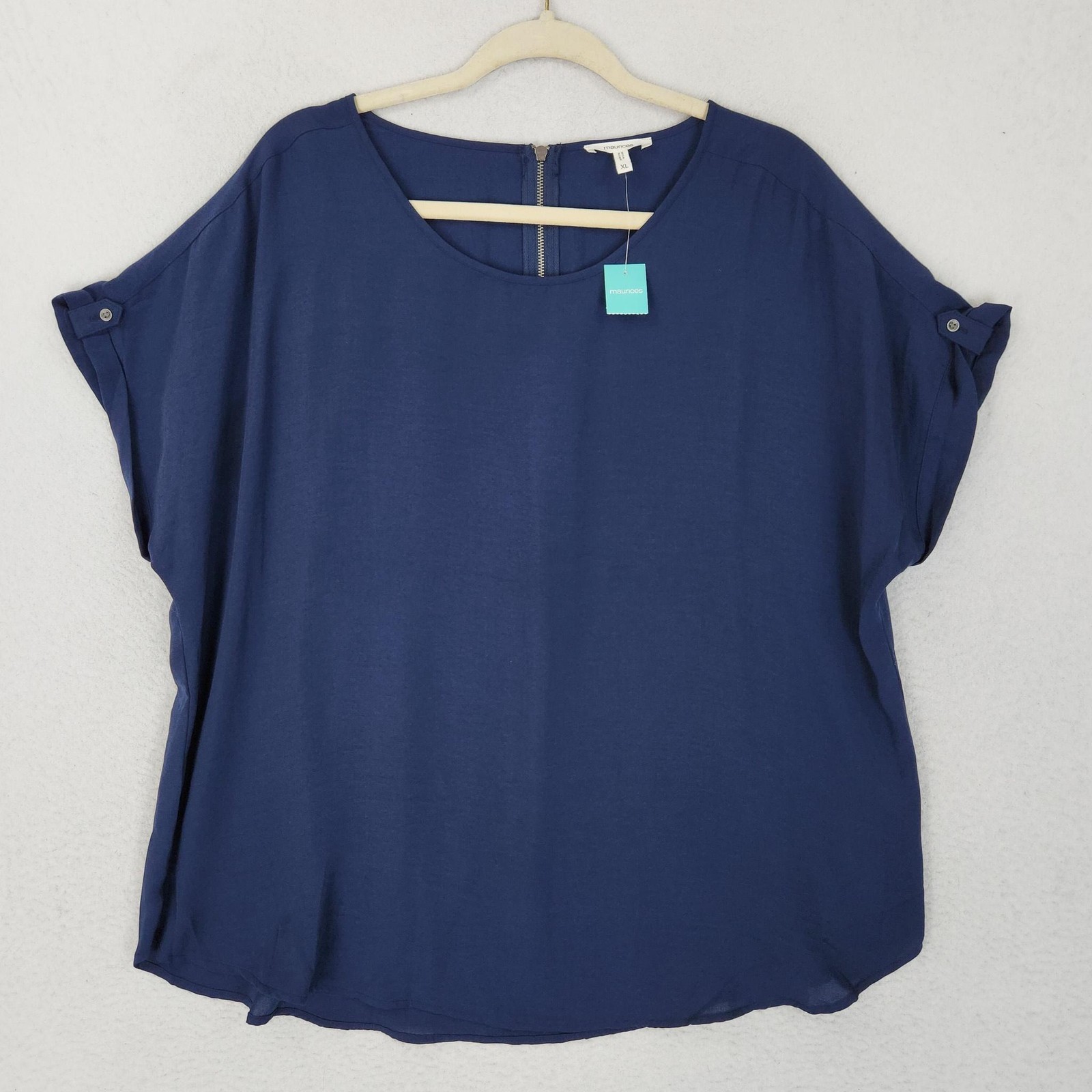 Maurices Shirt Womens XL Blue Short Sleeve Lightweight Dolman Relaxed Top NEW