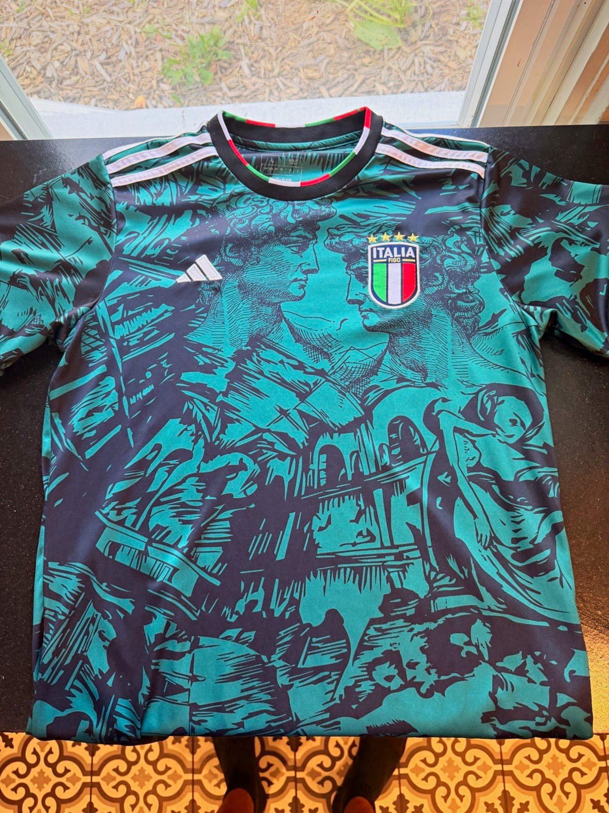 adidas Italy National Team Soccer Jersey Green/Black Graphic FIGC Crest adidas Italy National Team Soccer Jersey Green/Black Graphic FIGC Crest