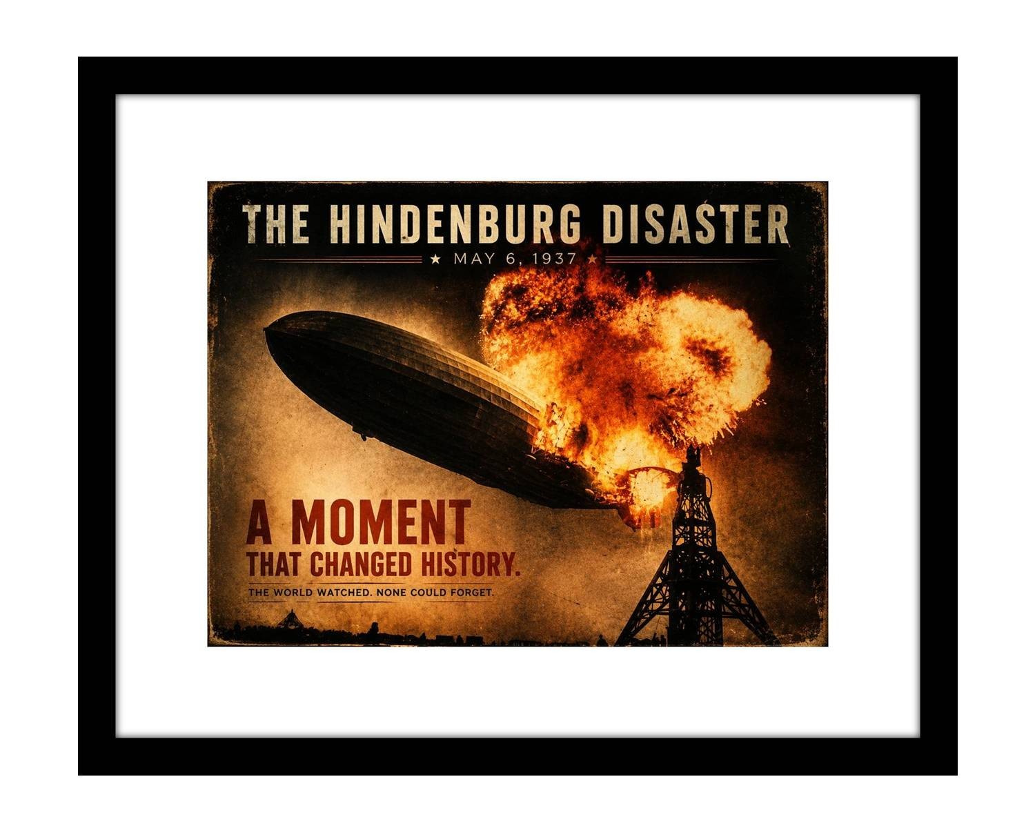 Hindenburg Disaster 1937 Historic Airship Explosion Vintage Style Wall Art Print Hindenburg Disaster 1937 Historic Airship Explosion Vintage Style Wall Art Print