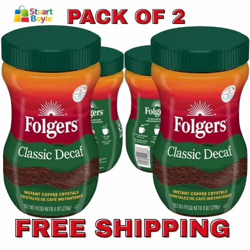 (2 Pack) Folgers Classic Decaf Instant Coffee, 8 oz Jar (FRESH) (2 Pack) Folgers Classic Decaf Instant Coffee, 8 oz Jar (FRESH)