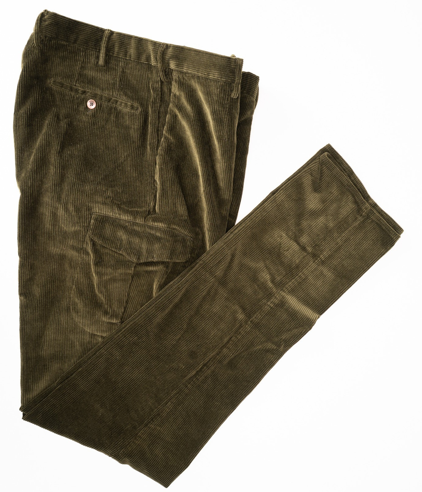 INCOTEX Green Cargo Dress Pants Cotton Corduroy Tapered Fit Flat Front 34 EU 50 INCOTEX Green Cargo Dress Pants Cotton Corduroy Tapered Fit Flat Front 34 EU 50