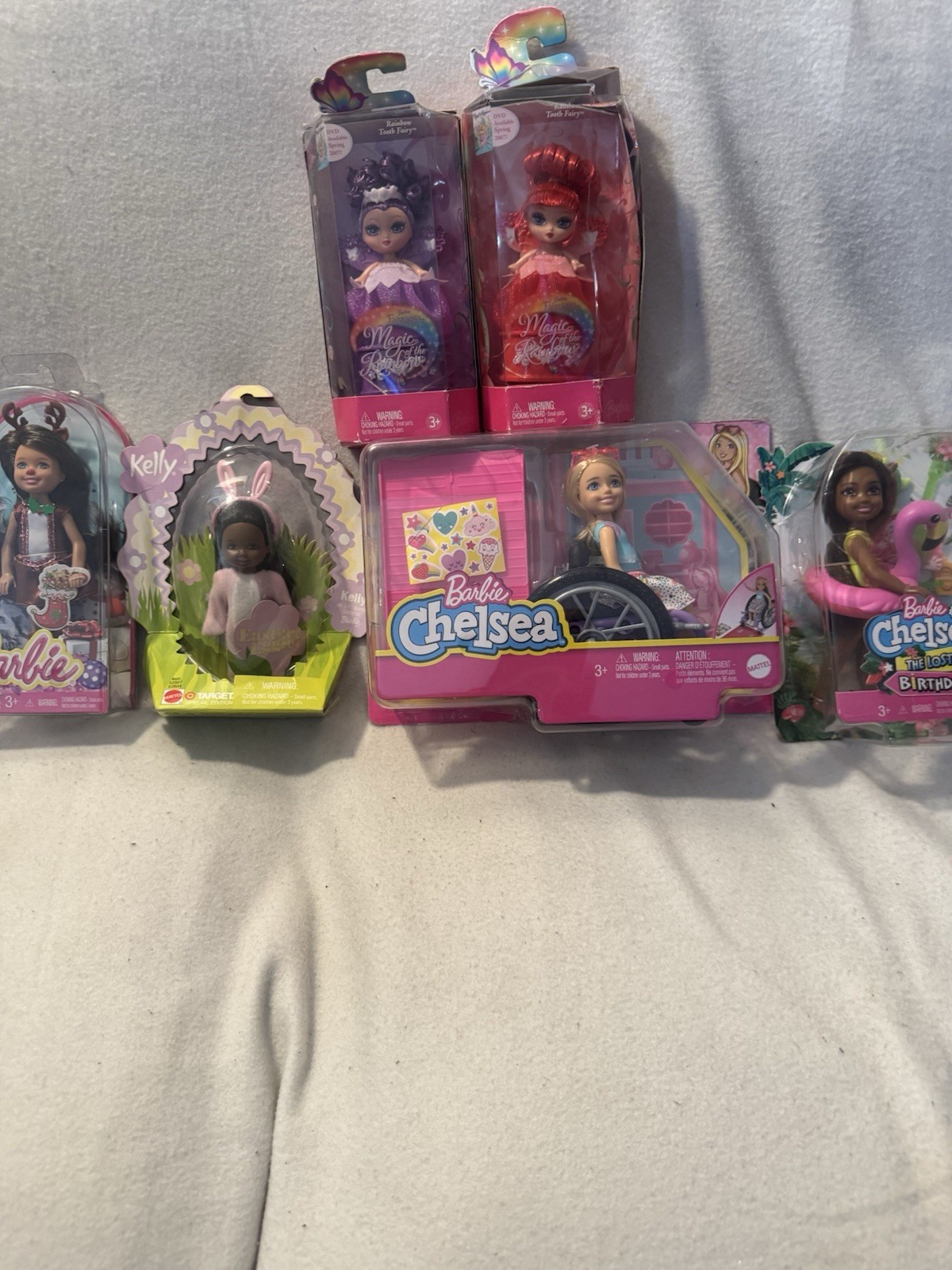 Mattel Barbie Chelsea & Kelly Doll Lot Wheelchair Magic of the Rainbow Birthday Mattel Barbie Chelsea & Kelly Doll Lot Wheelchair Magic of the Rainbow Birthday