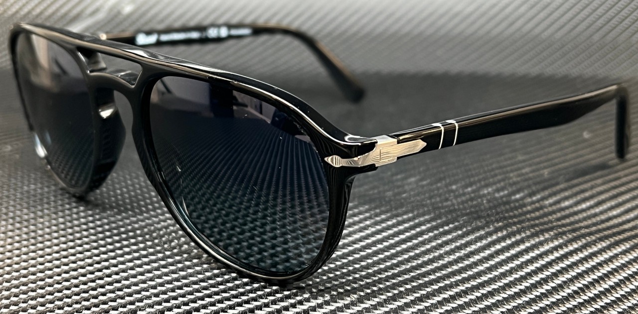 PERSOL PO3235S 095 S3 Black Blue Polarized Men\'s 55 mm Sunglasses