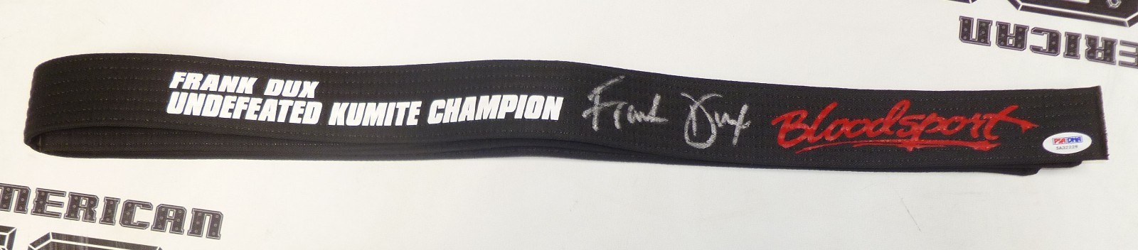 Frank Dux Signed Bloodsport Black Belt PSA/DNA COA Martial Arts Kumite Champion