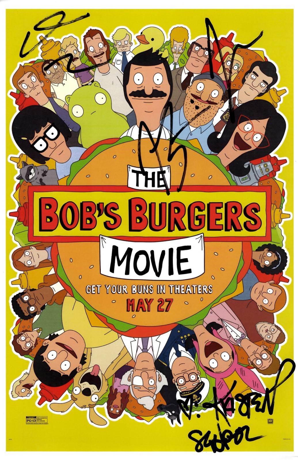 THE BOB’S BURGERS MOVIE Signed Poster 11x17 Dan Mintz, H. Jon Benjamin, John Rob