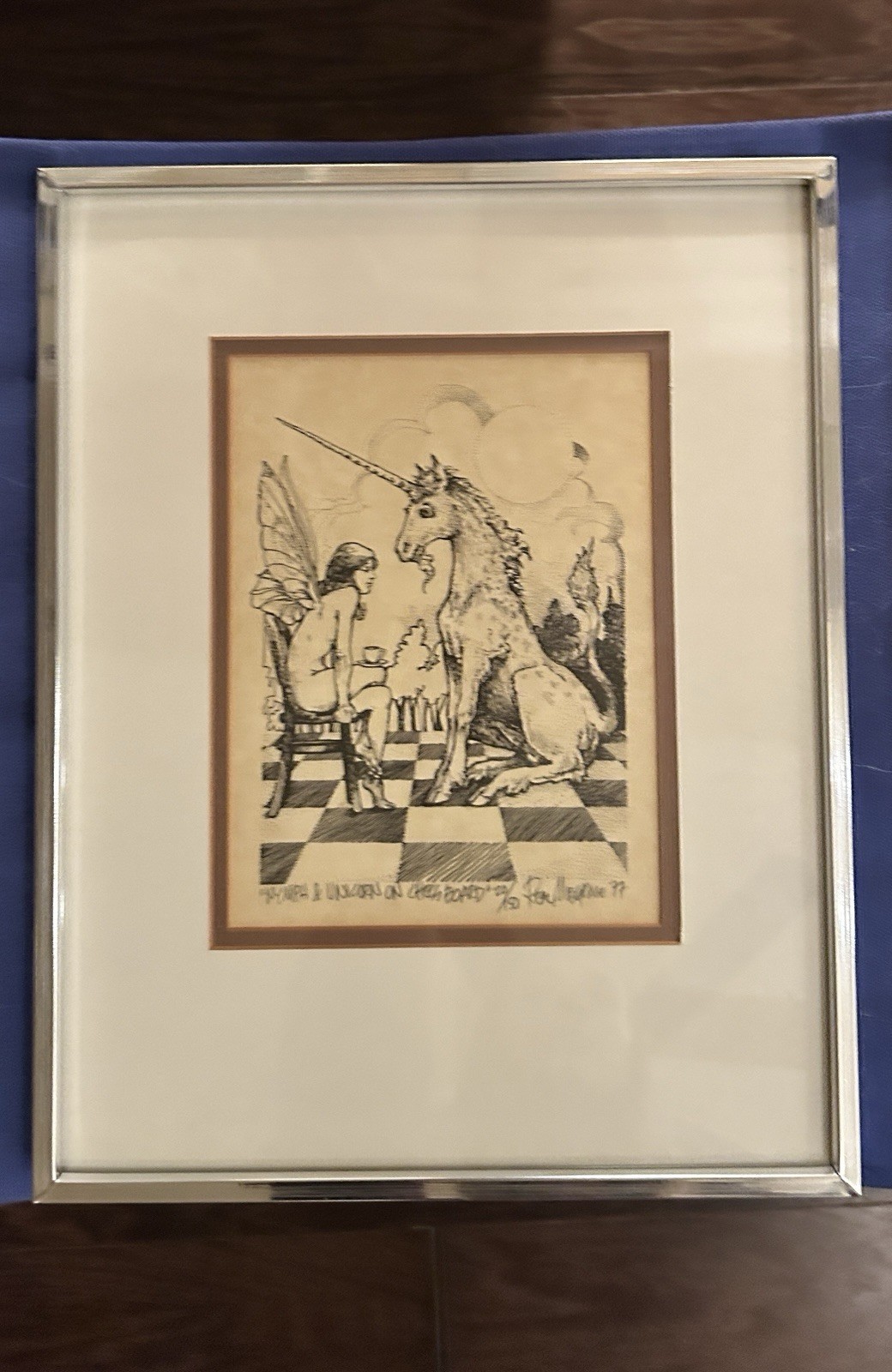 Real Musgrave, Framed and Signed Artist 1977 “Nymph and Unicorn.” Real Musgrave, Framed and Signed Artist 1977 “Nymph and Unicorn.”