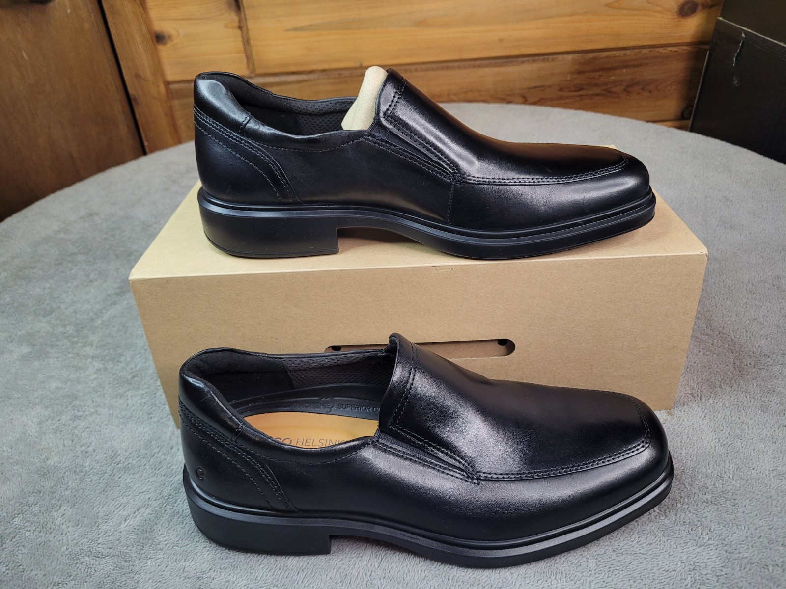 Ecco Helsinki 2 Black Leather Slip On Dress Shoes Mens EU 41 US 7 - 7.5 New Ecco Helsinki 2 Black Leather Slip On Dress Shoes Mens EU 41 US 7 - 7.5 New