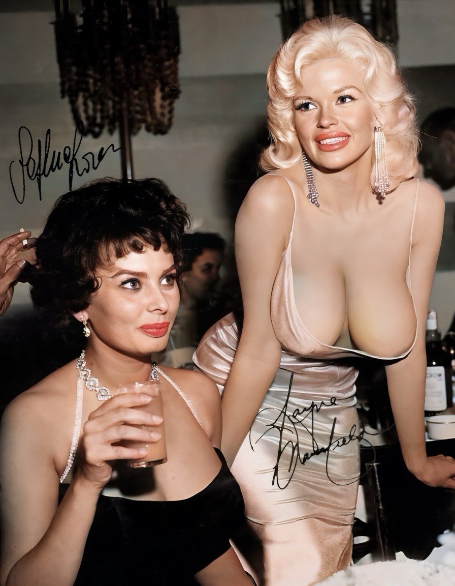 Jayne Mansfield & Sophia Loren HQ 8x10 PRINTED SIGNATURE / AUTOGRAPH REPRINT