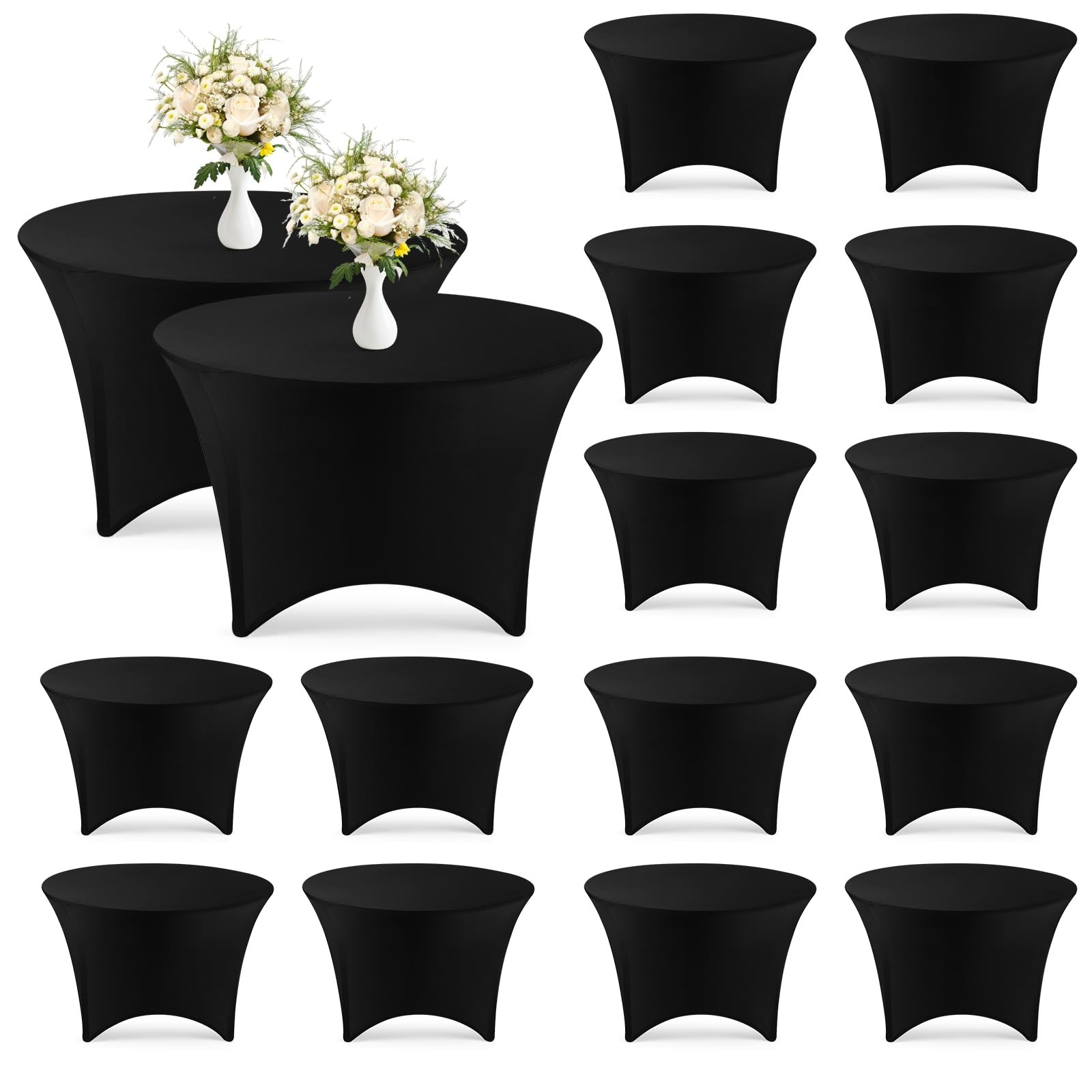 Peryiter 15 Pack 5 Ft Round Tablecloth Black