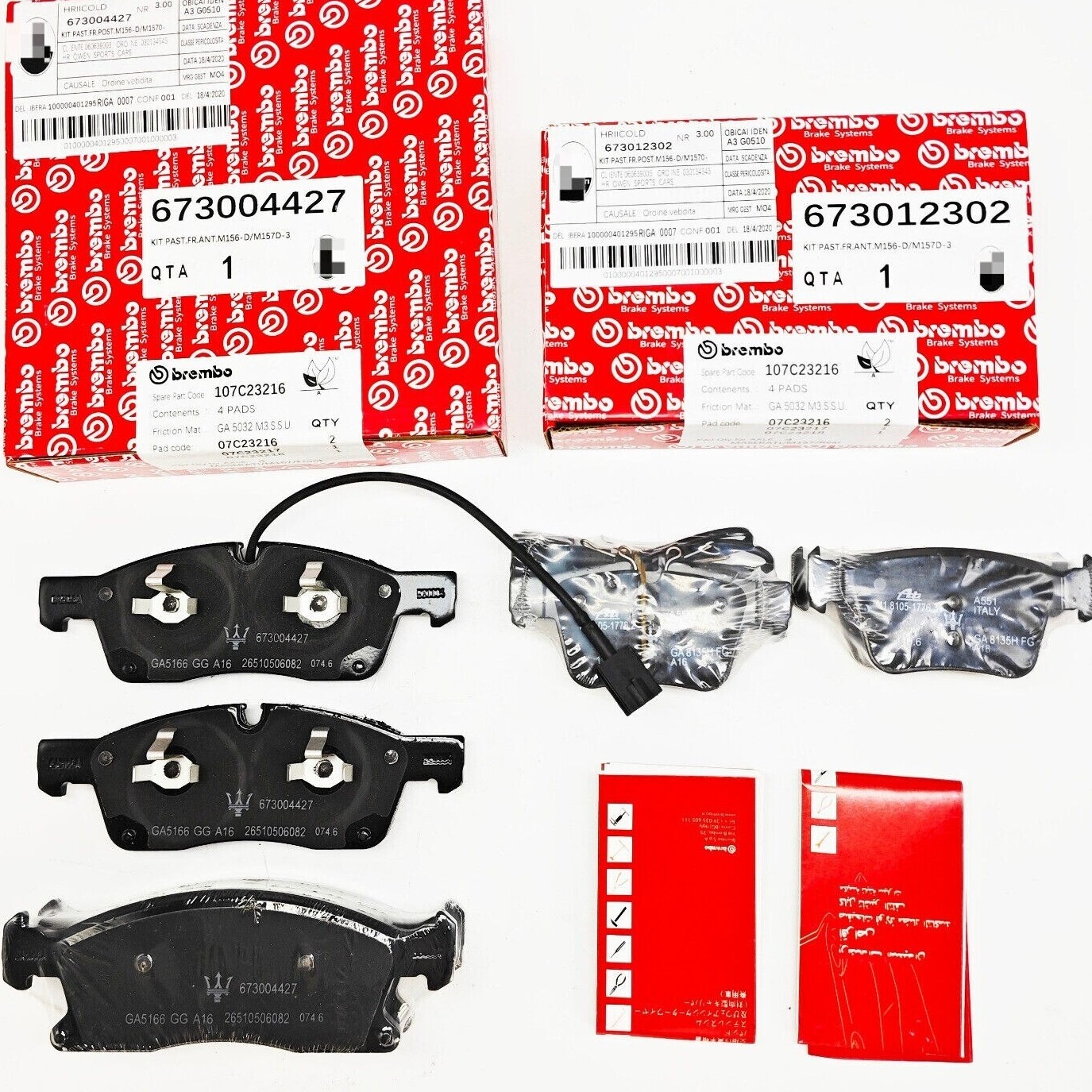 OEM Front & Rear Brake Pads For Maserati Levante Base 673004427 673012302 NEW