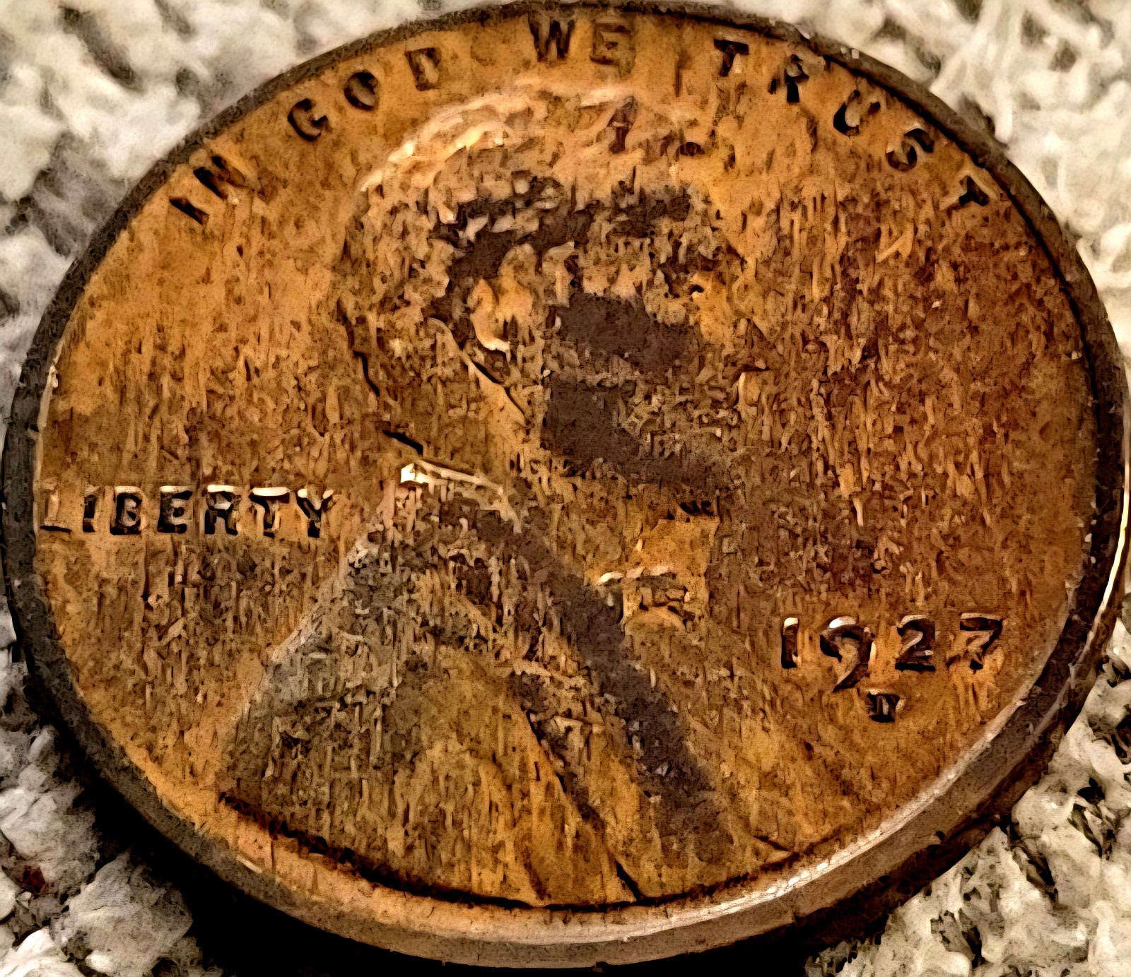 1927-D Some Original Luster Lincoln Cent Somewhat Woody