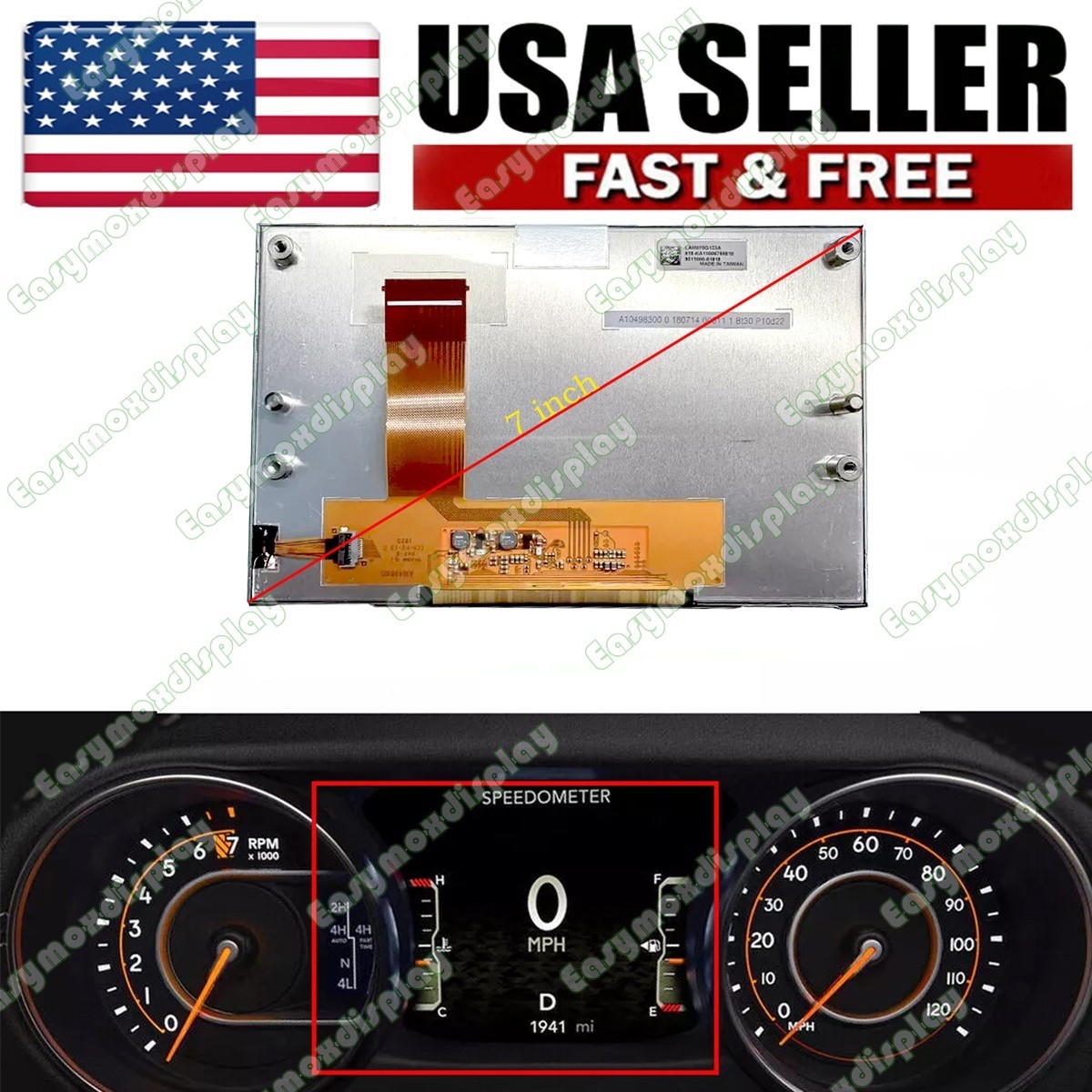 LCD Display Screen Instrument Cluster For Jeep Wrangler JL Sahara 2018-2022