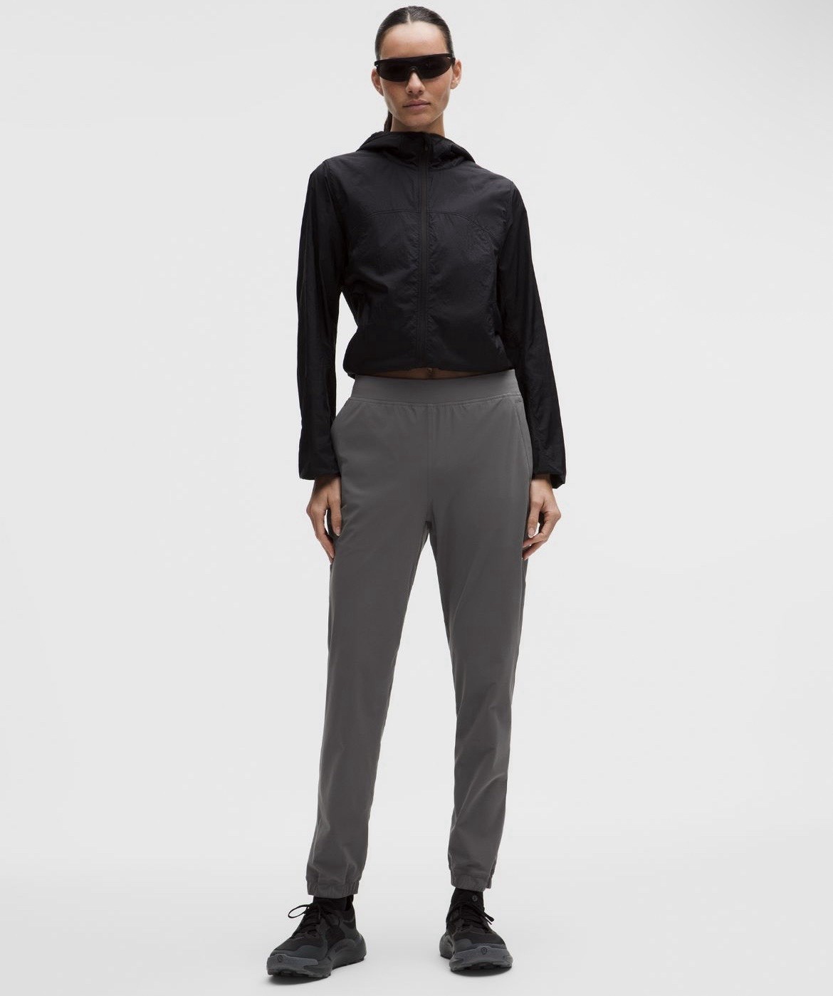 Lululemon Adapted State High-Rise Jogger Women Onyx Gray Ankle Zip Pants Size 6