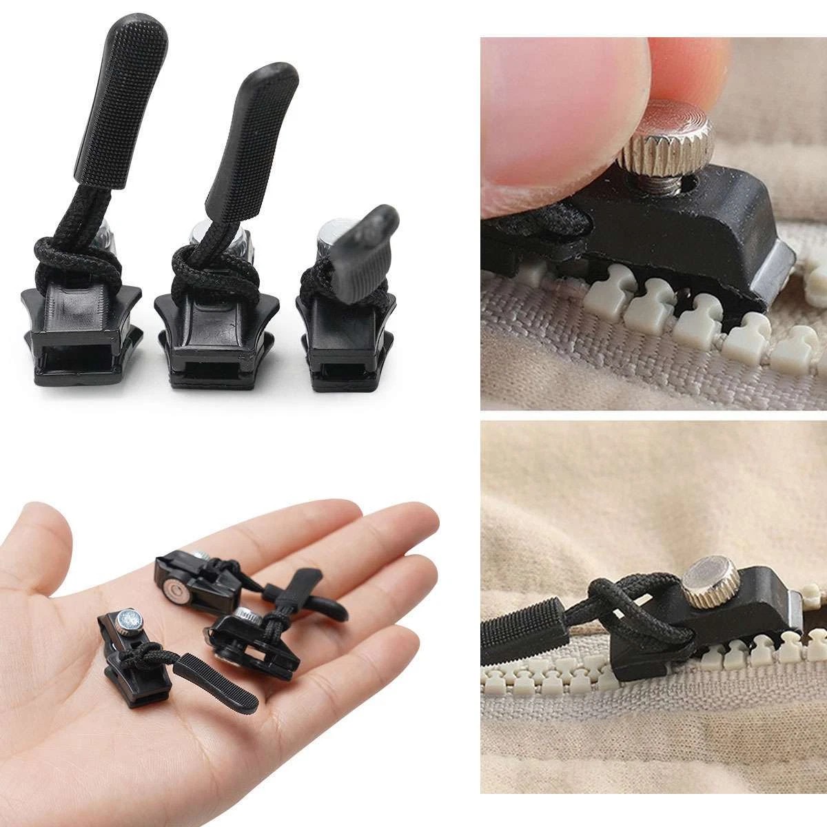 6-Pack(2*Large, 2*Medium, 2*Small) Universal Zipper RepairTool Adjustable zipper