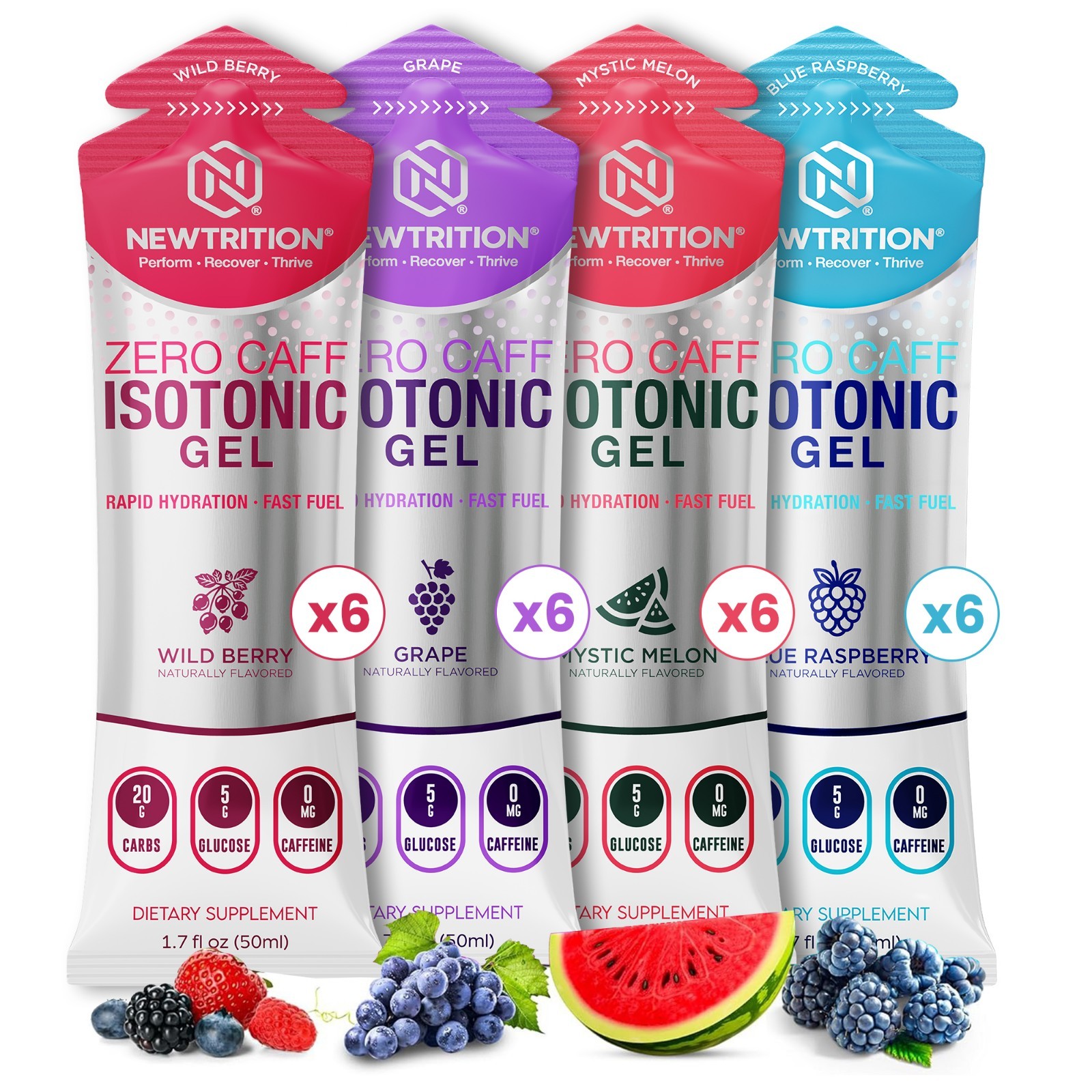 NewTrition Isotonic Energy Gel Variety Pack 50ml 20g Carbs Running Cycling Fuel