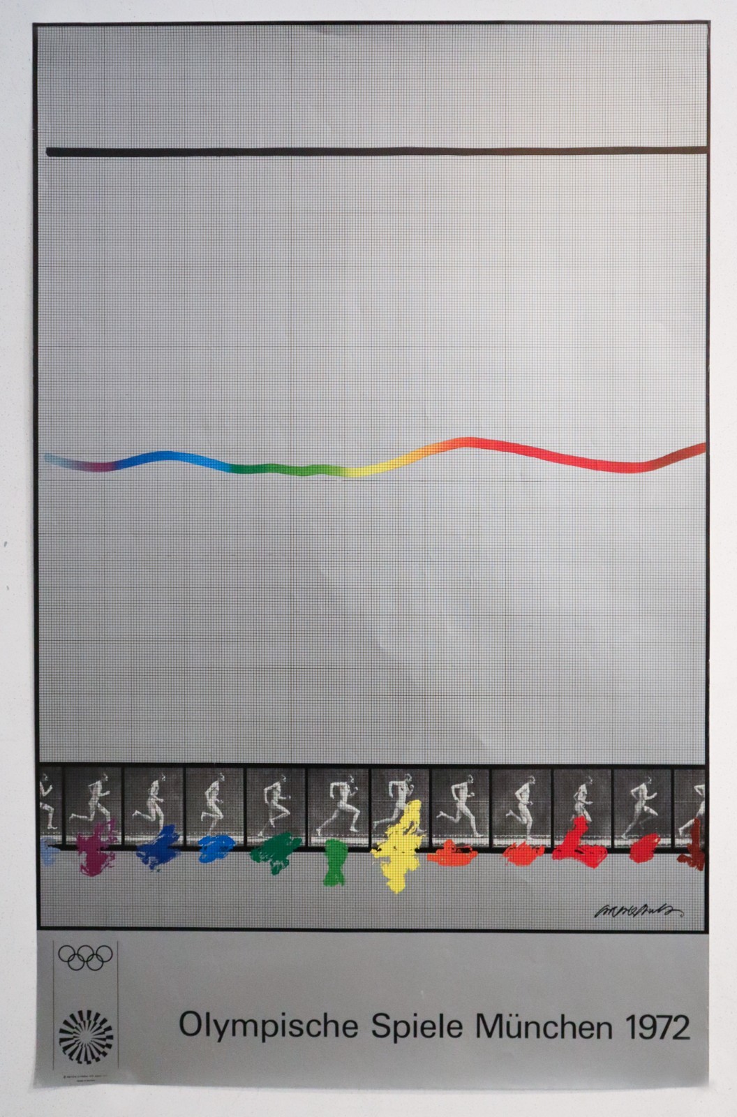 1972 Munich Olympics Poster - Shusaka Arakawa - Silver Olympic Runners